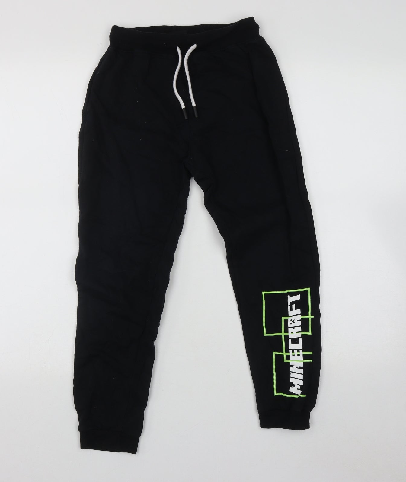 Minecraft Boys Black  Cotton Jogger Trousers Size 11 Years  Regular Tie