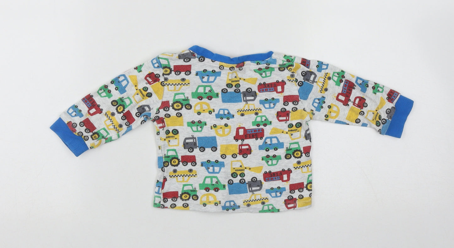 Primark Boys Multicoloured  Cotton Basic Casual Size 6-9 Months Round Neck Button - Cars
