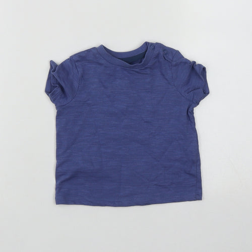 F&F Boys Blue  Cotton Basic Casual Size 3-6 Months Round Neck Push Lock