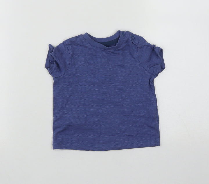F&F Boys Blue Cotton Basic Casual Size 3-6 Months Round Neck Push Lock