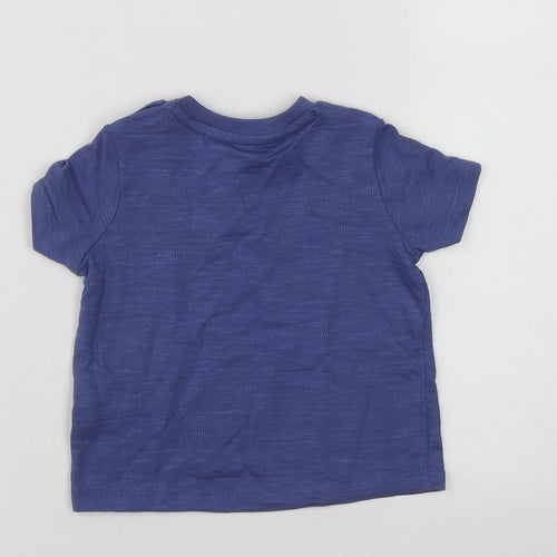 F&F Boys Blue  Cotton Basic Casual Size 3-6 Months Round Neck Push Lock