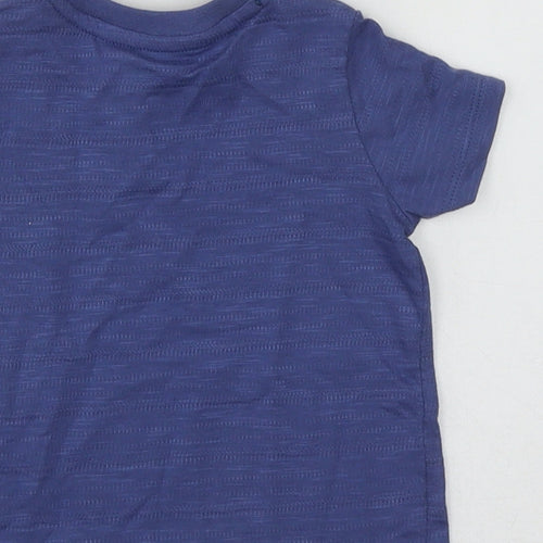 F&F Boys Blue  Cotton Basic Casual Size 3-6 Months Round Neck Push Lock