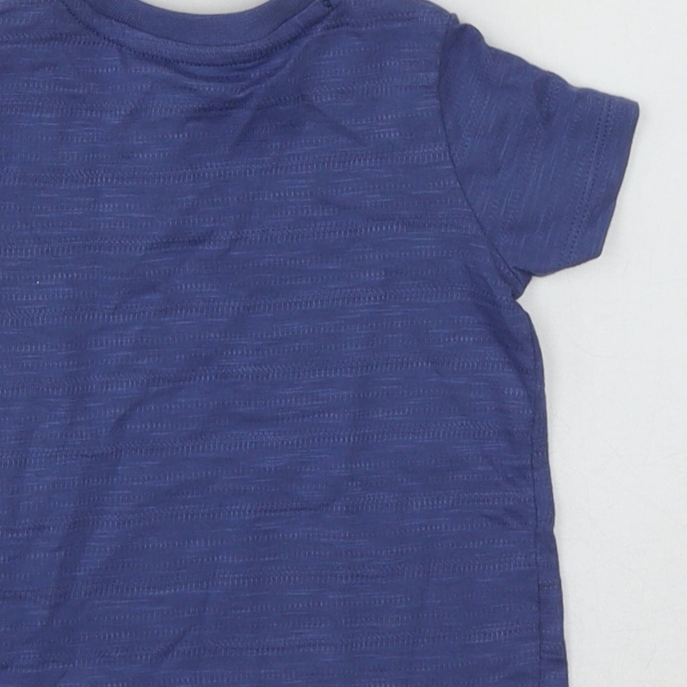 F&F Boys Blue  Cotton Basic Casual Size 3-6 Months Round Neck Push Lock