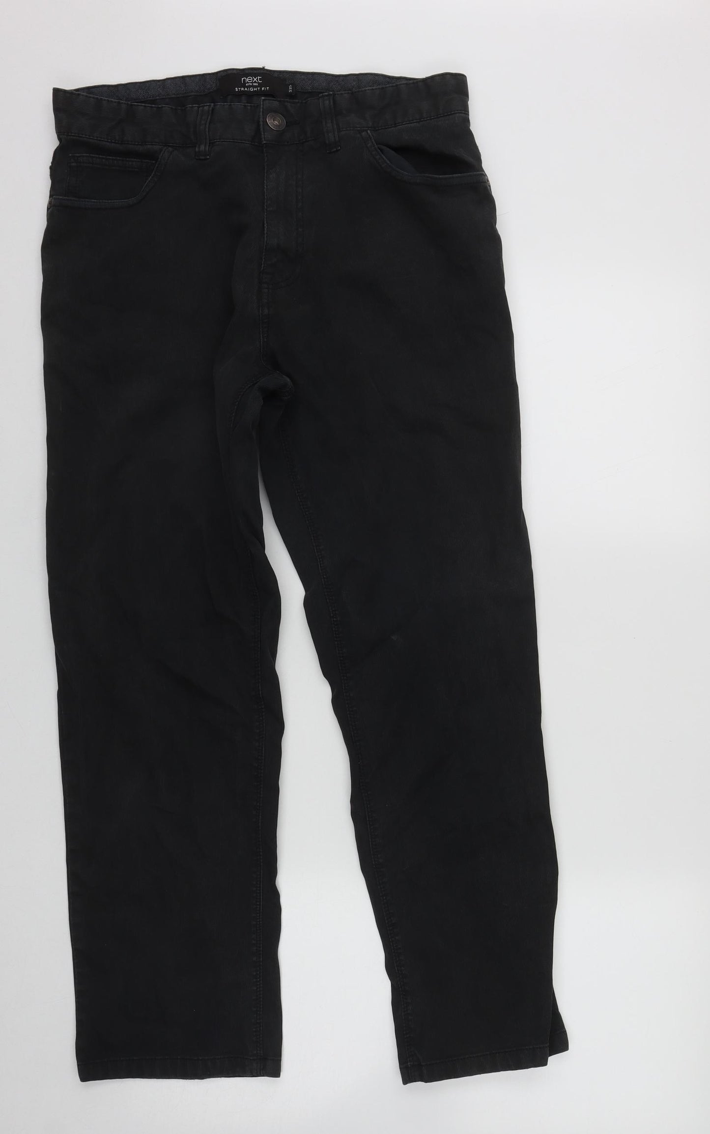 NEXT Mens Black  Cotton Straight Jeans Size 32 in L28 in Regular Zip