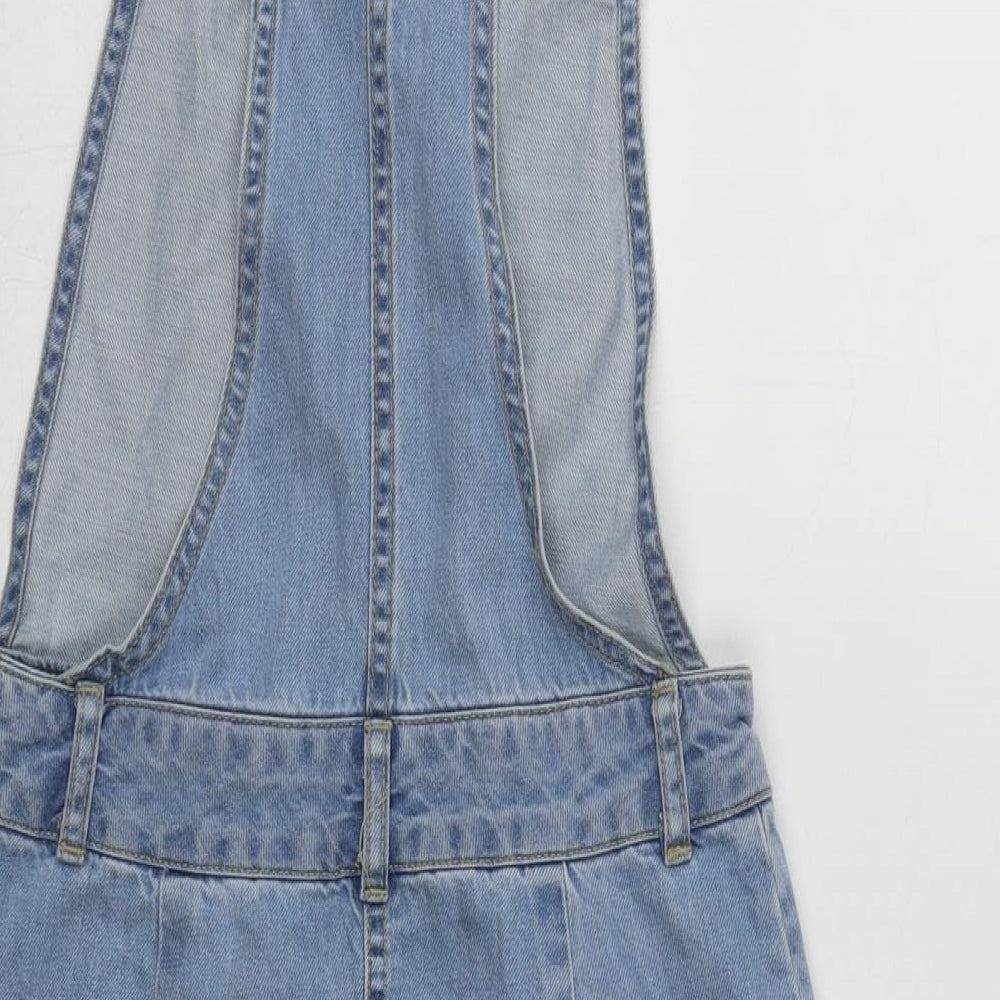 New Look Womens Blue  Cotton Pinafore/Dungaree Dress  Size 8  Square Neck Zip