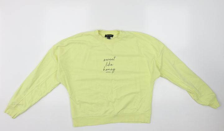 New Look Womens Yellow Round Neck  Cotton Pullover Jumper Size S