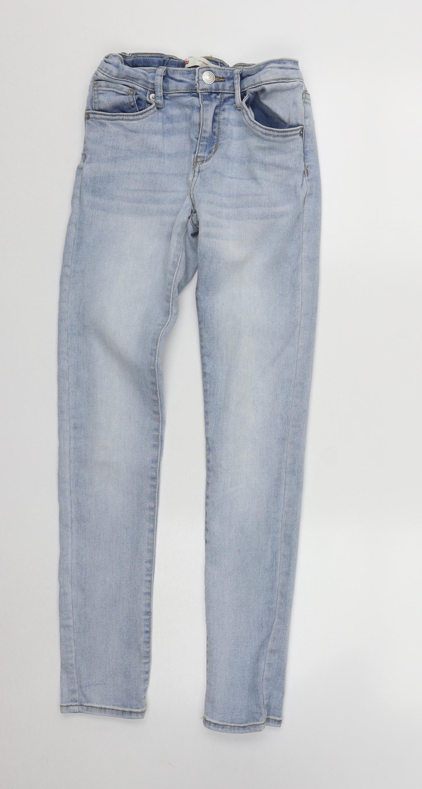 Levi Girls Blue  Cotton Straight Jeans Size 12-13 Years L26 in Regular Zip