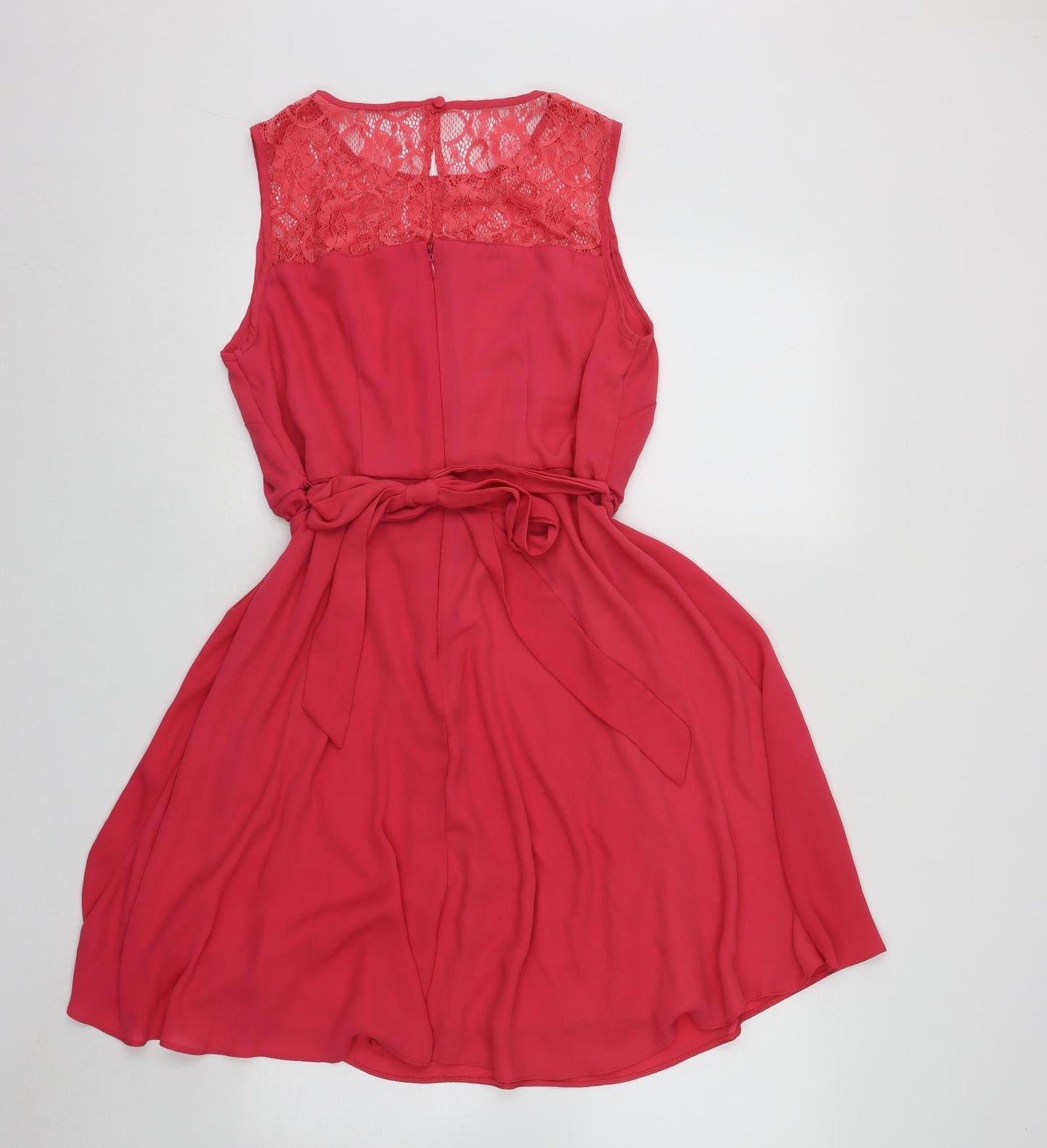 Dorthey Perkins Womens Pink  Polyester Fit & Flare  Size 14  Round Neck Zip