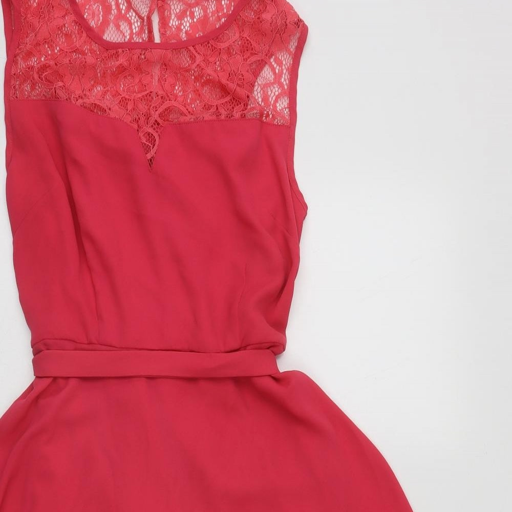 Dorthey Perkins Womens Pink  Polyester Fit & Flare  Size 14  Round Neck Zip