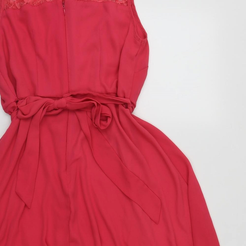 Dorthey Perkins Womens Pink  Polyester Fit & Flare  Size 14  Round Neck Zip