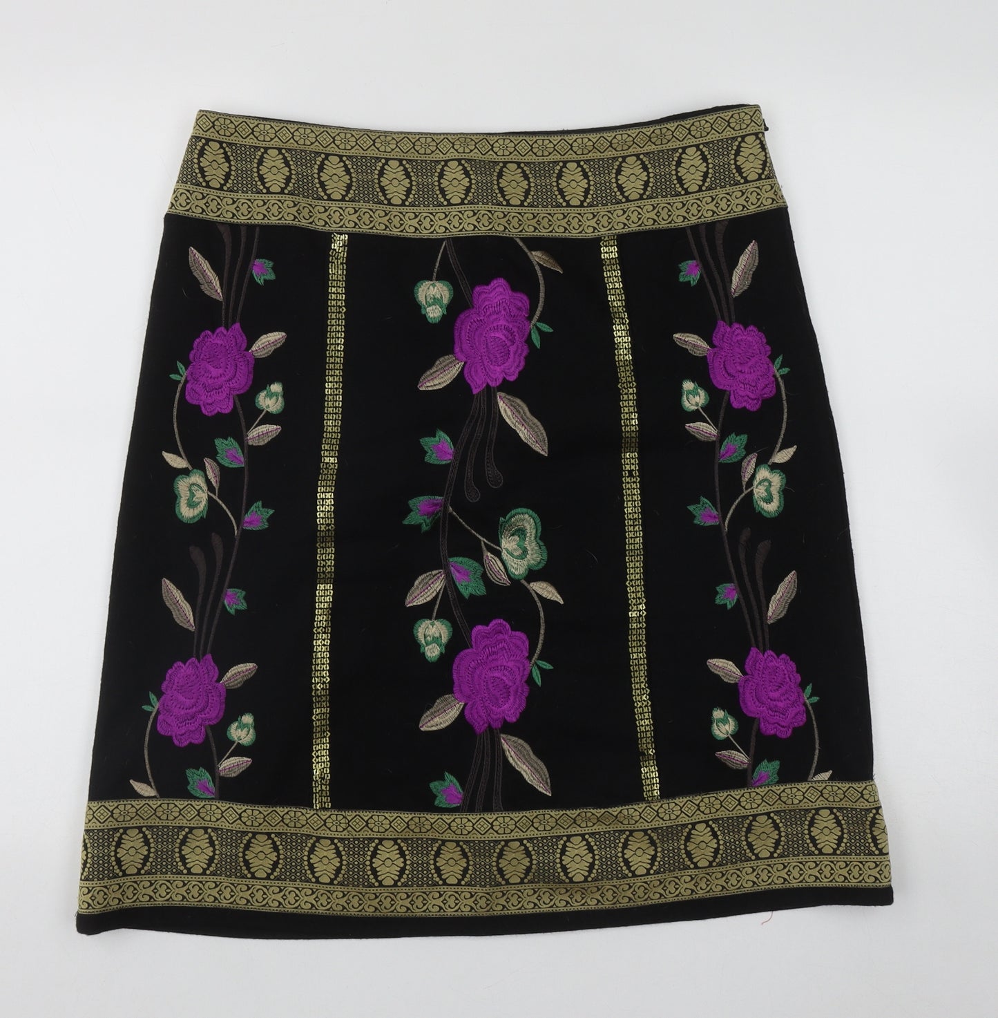 Monsoon Womens Multicoloured Geometric Wool A-Line Skirt Size 14   Zip