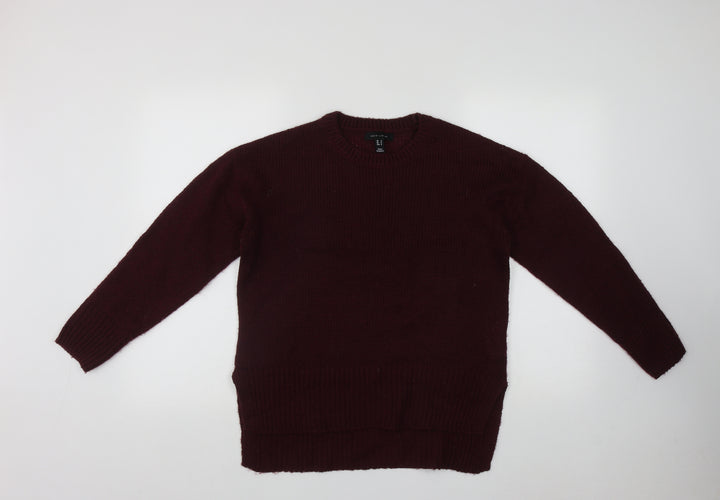New Look Womens Red Round Neck  Acrylic Pullover Jumper Size S