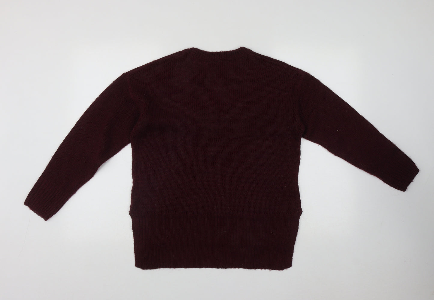 New Look Womens Red Round Neck  Acrylic Pullover Jumper Size S
