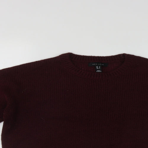 New Look Womens Red Round Neck  Acrylic Pullover Jumper Size S