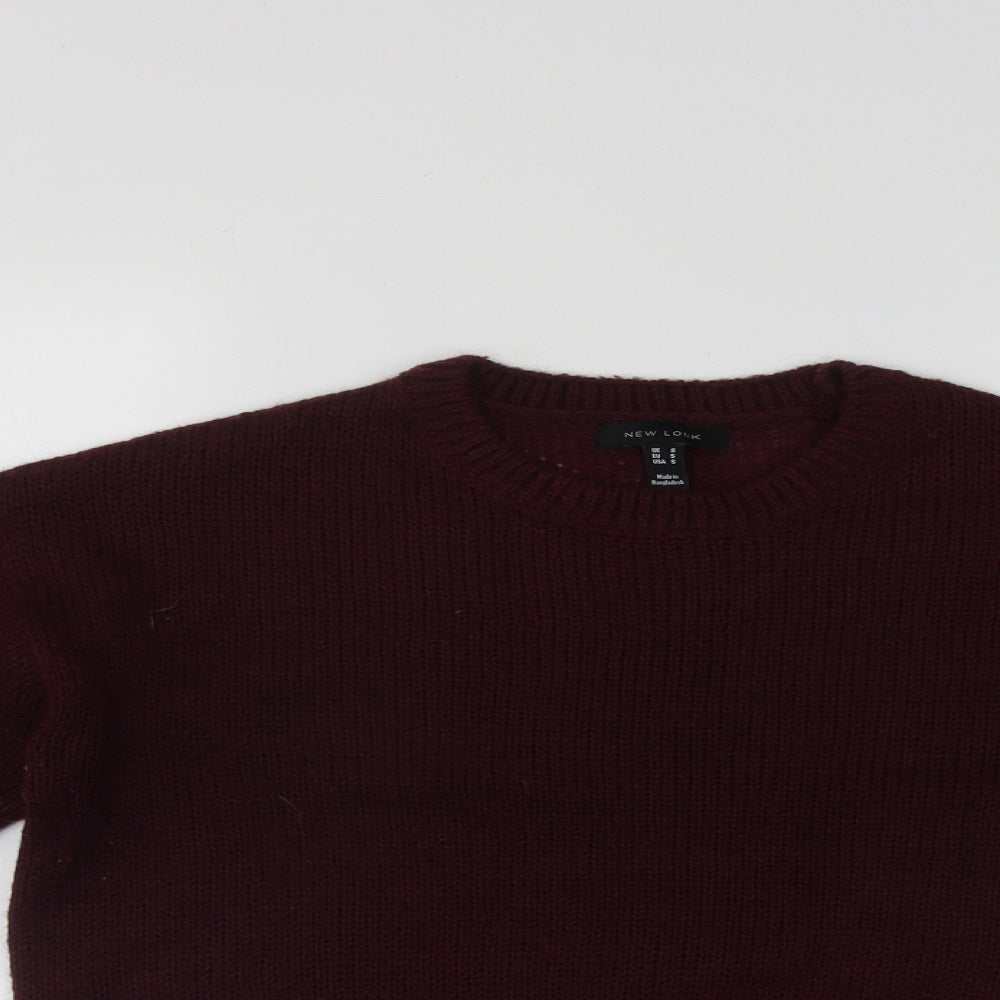 New Look Womens Red Round Neck  Acrylic Pullover Jumper Size S