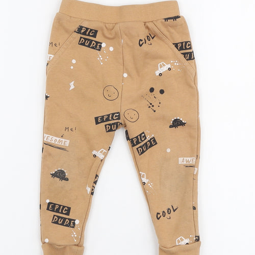 Goerge Boys Brown  Cotton Jogger Trousers Size 12-18 Months  Pullover