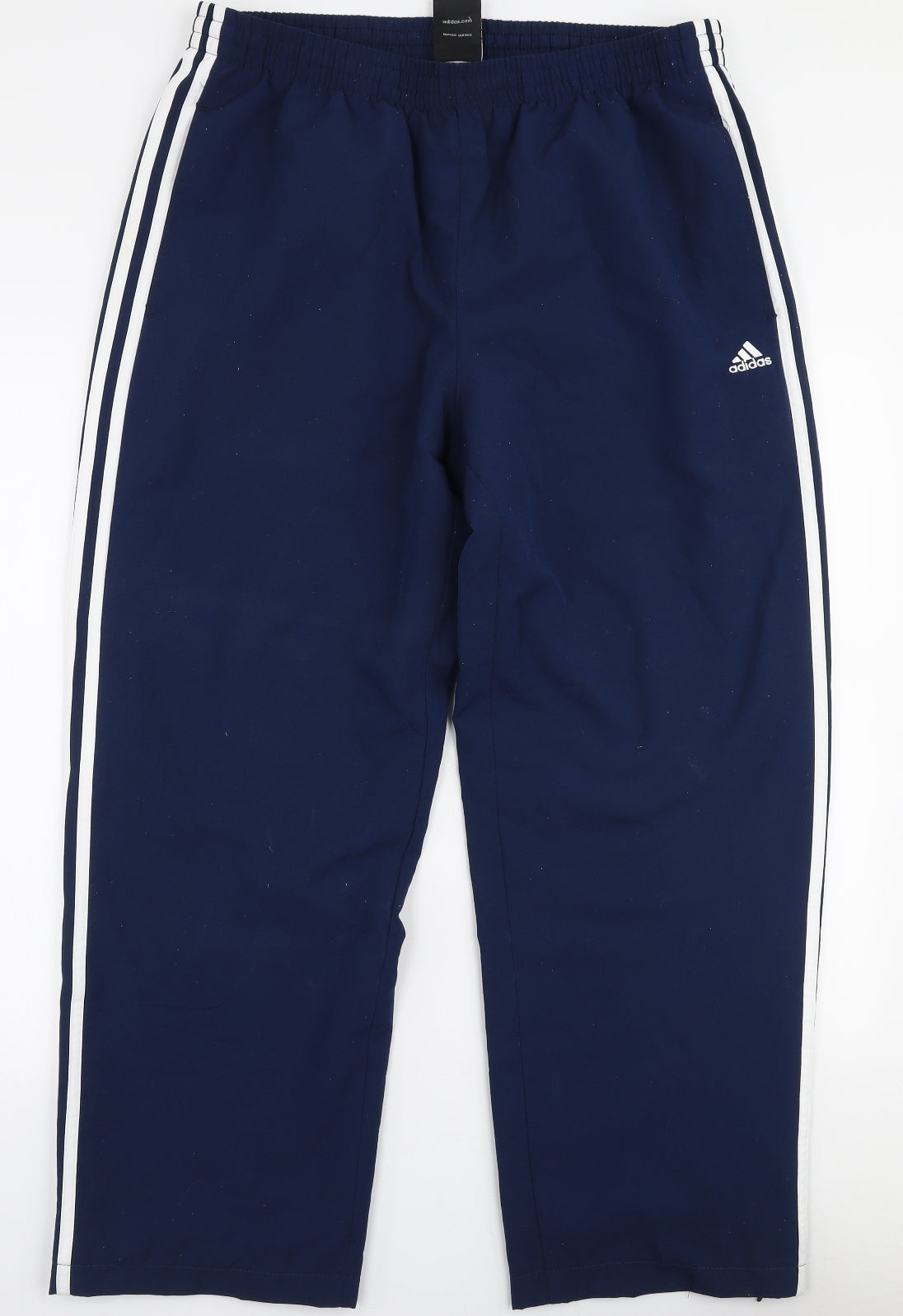 adidas Mens Blue Striped Polyester Jogger Trousers Size L L28 in Regular