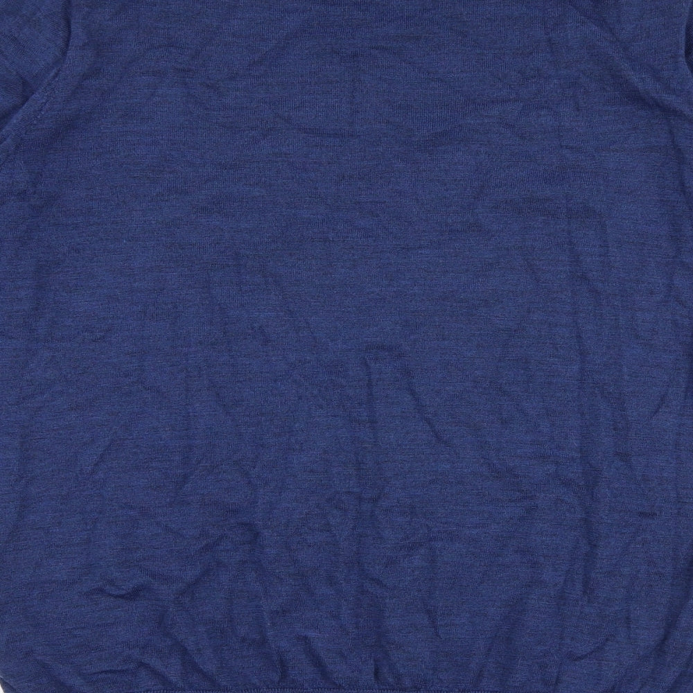 Marks and Spencer Mens Blue V-Neck  Wool Pullover Jumper Size XL