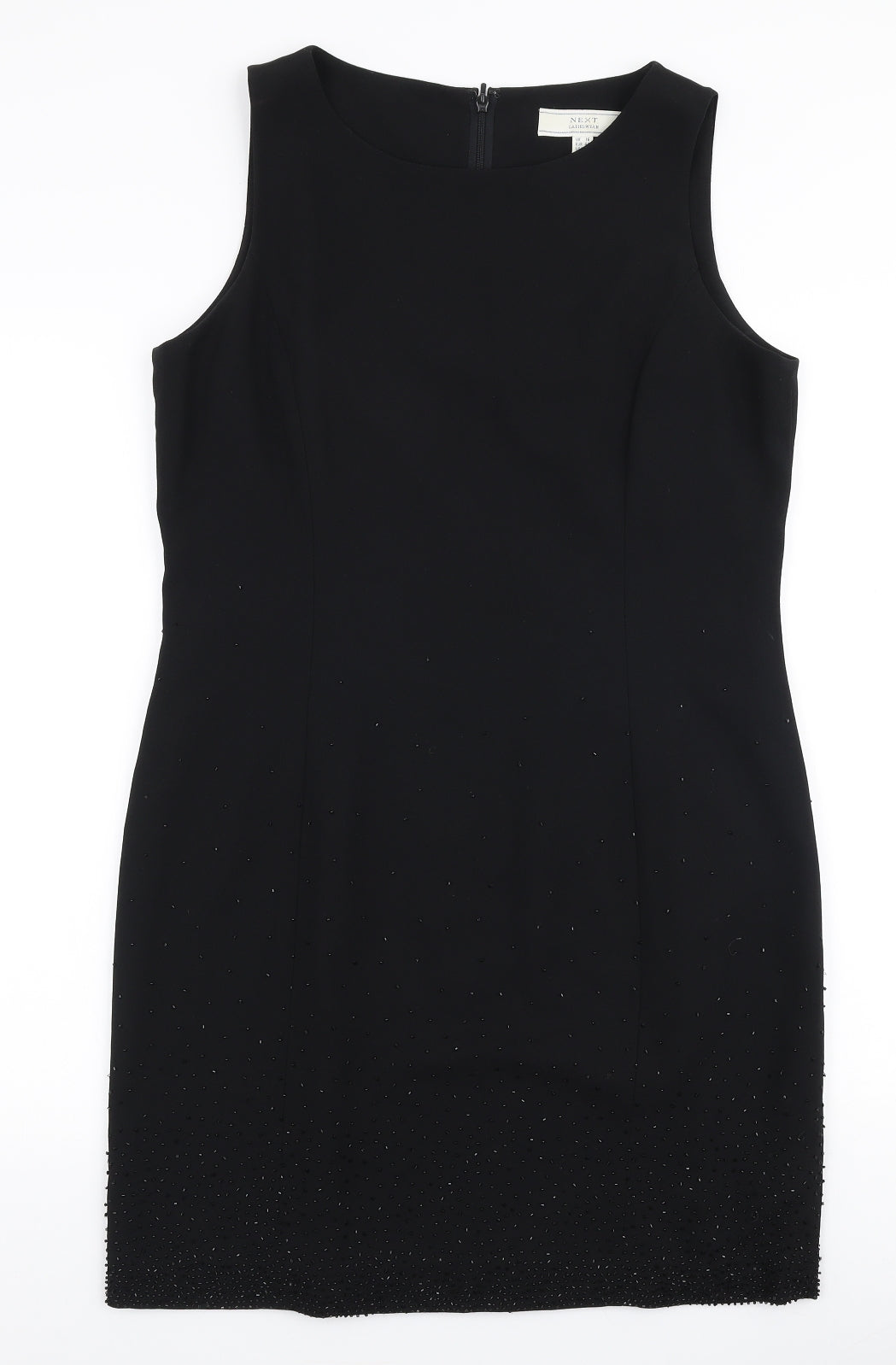NEXT Womens Black  Polyester Pencil Dress  Size 16  Round Neck Zip