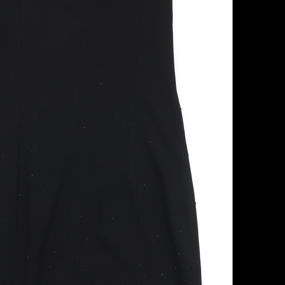 NEXT Womens Black  Polyester Pencil Dress  Size 16  Round Neck Zip