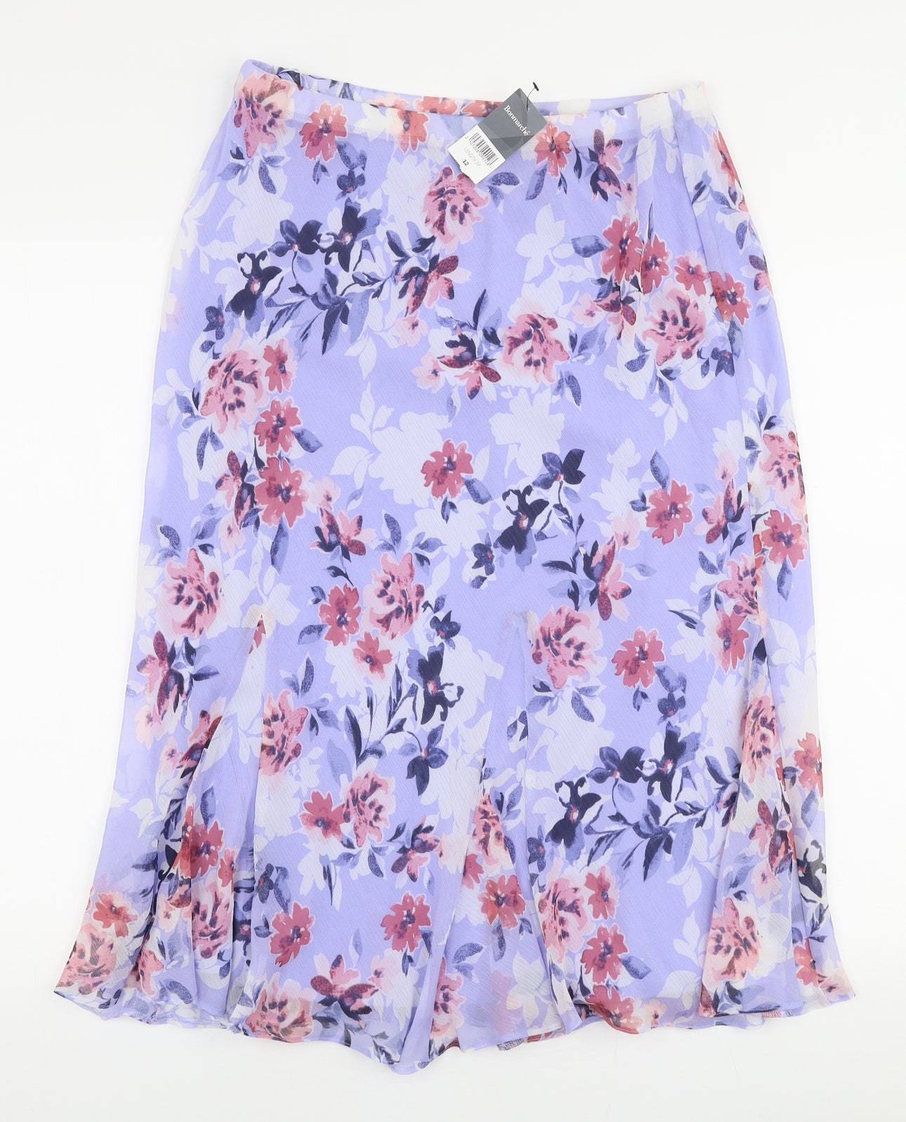 Bonmarche Womens Purple Floral Polyester Pettiskirt Skirt Size 12
