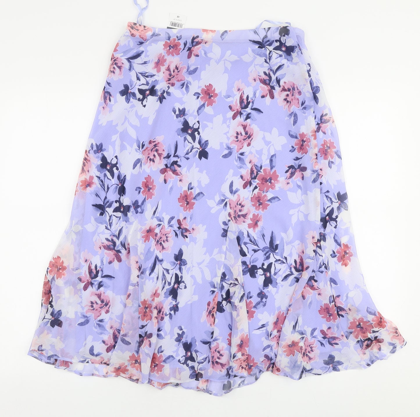 Bonmarche Womens Purple Floral Polyester Pettiskirt Skirt Size 12