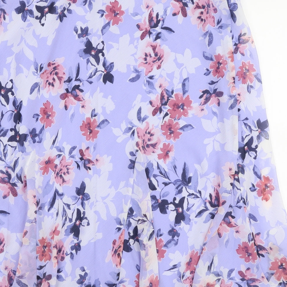 Bonmarche Womens Purple Floral Polyester Pettiskirt Skirt Size 12