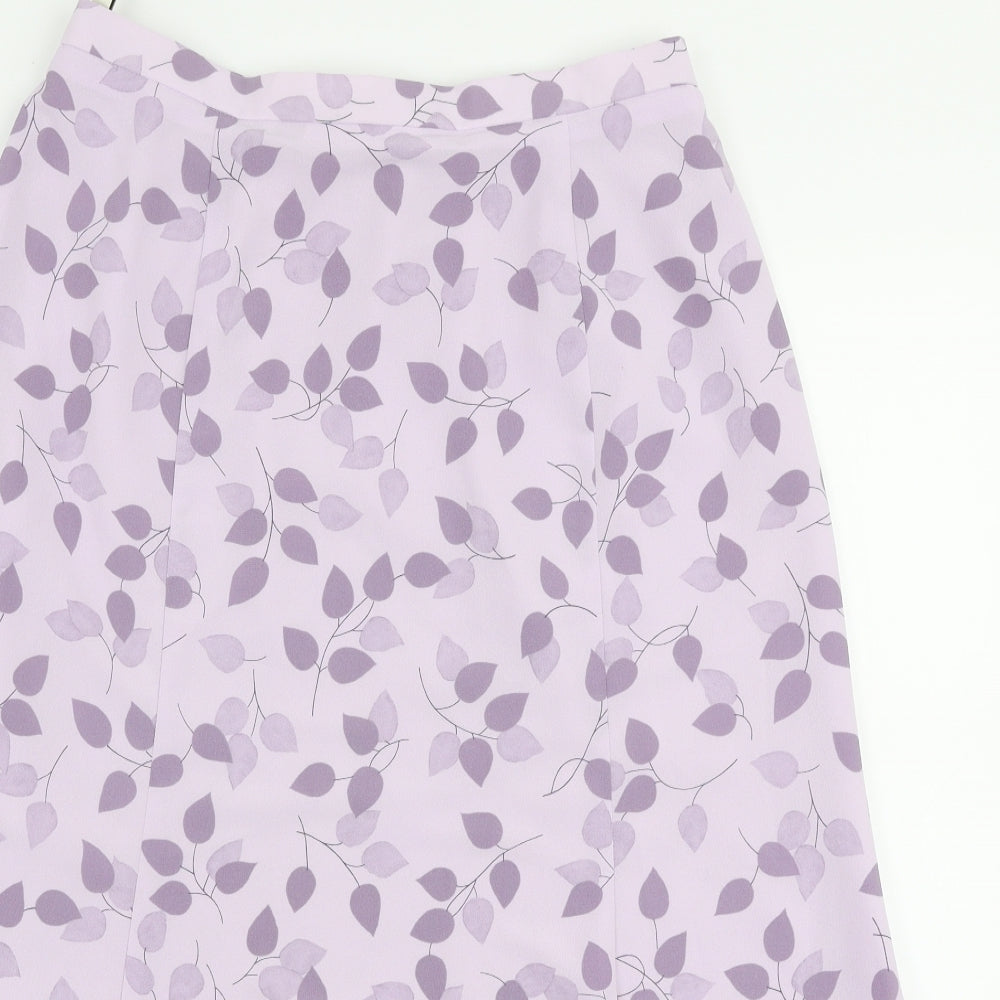 Eastex Womens Purple Floral Polyester Pleated Skirt Size 14   Zip