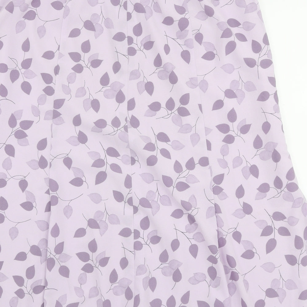 Eastex Womens Purple Floral Polyester Pleated Skirt Size 14   Zip