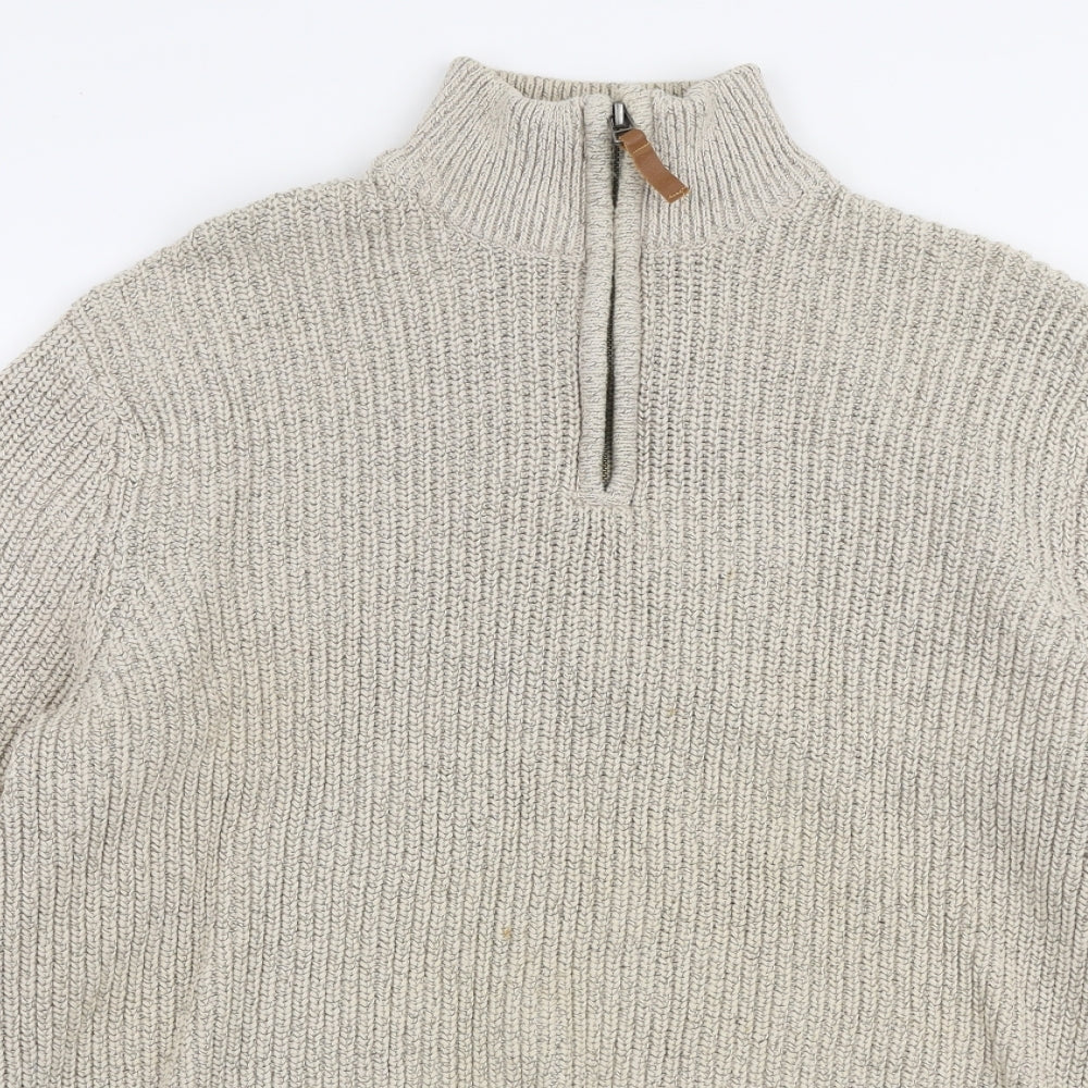 Maine Mens Beige  Cotton Pullover Sweatshirt Size M