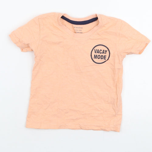 Primark Boys Orange  100% Cotton Jersey T-Shirt Size 12-18 Months Round Neck Pullover - Vacay mode