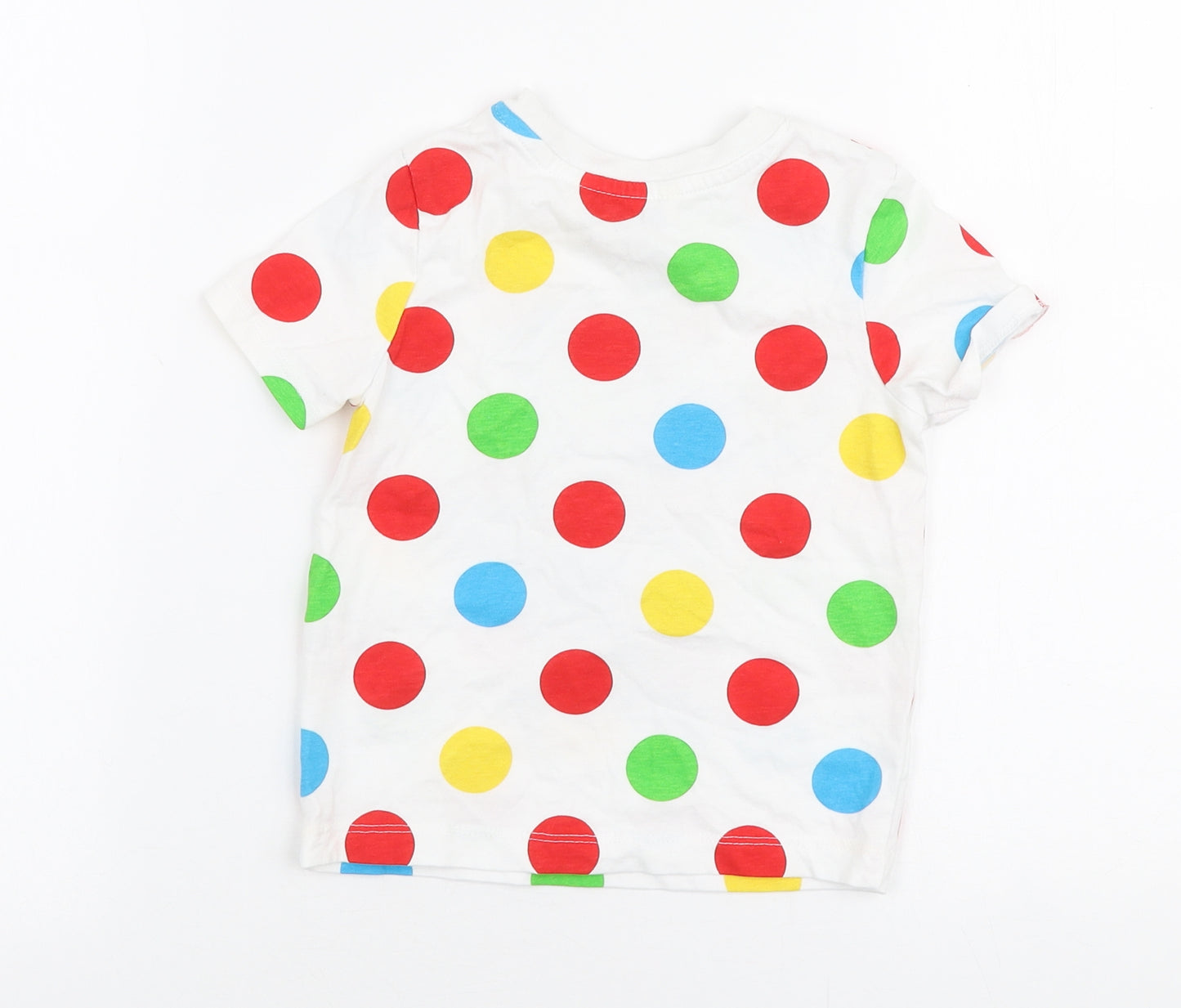 George Baby Multicoloured Polka Dot 100% Cotton Jersey T-Shirt Size 18-24 Months Round Neck Pullover - Pudsey bear