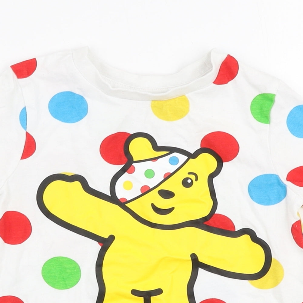 George Baby Multicoloured Polka Dot 100% Cotton Jersey T-Shirt Size 18-24 Months Round Neck Pullover - Pudsey bear