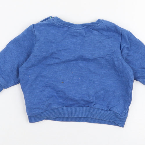 NEXT Boys Blue  100% Cotton Pullover Jumper Size 0-3 Months  Snap - Dinosaur