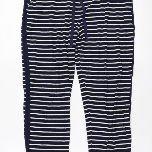 JoJo Maman Bébé Womens Blue Striped Viscose Jogger Trousers Size S L28 in Slim