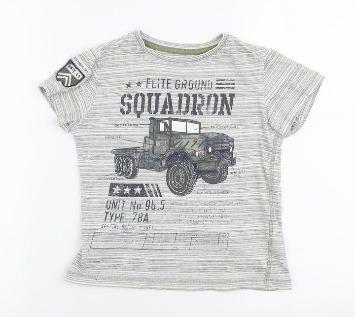 NEXT Boys Grey 100% Cotton Jersey T-Shirt Size 5 Years Round Neck Pullover - Squadron