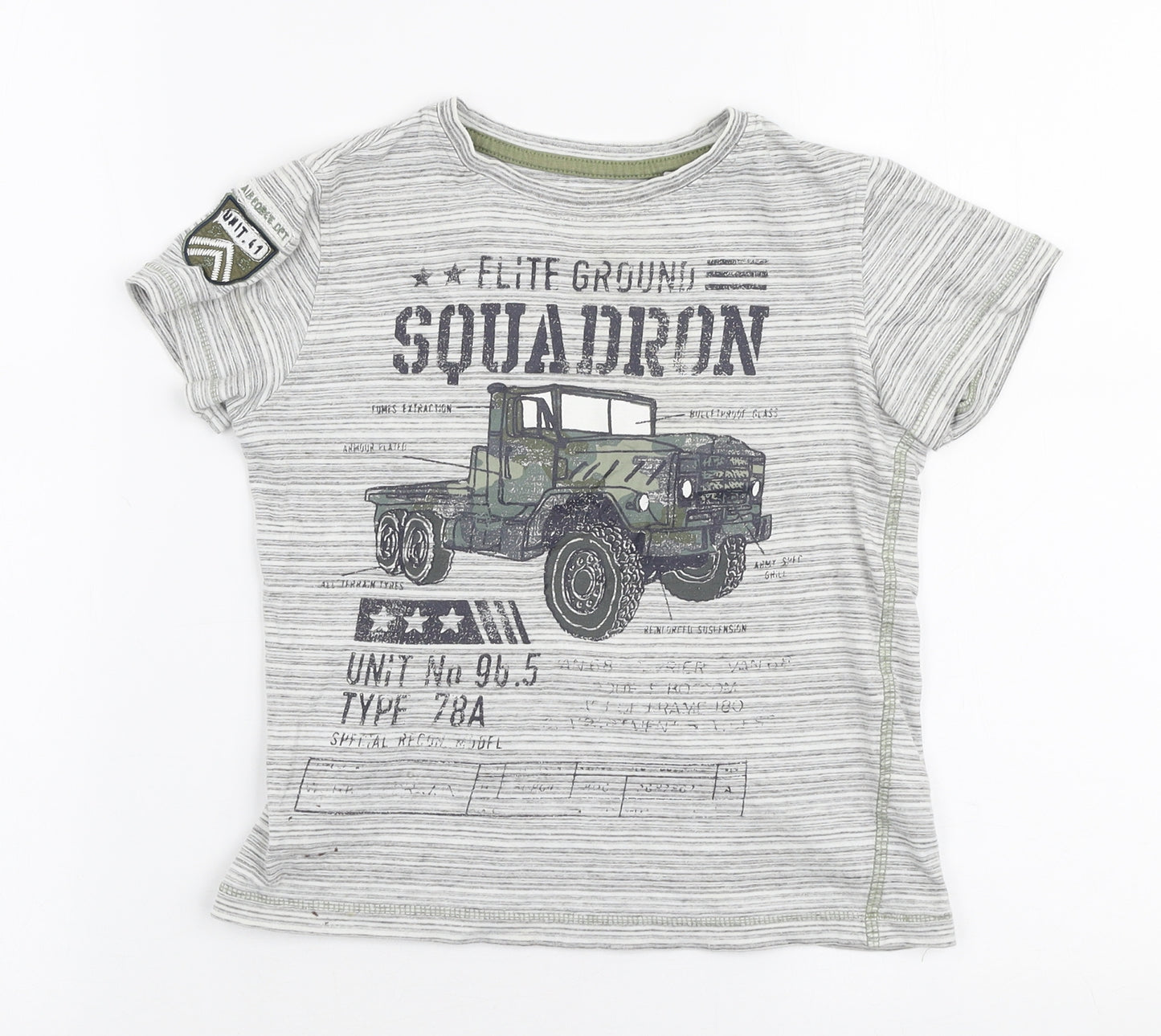 NEXT Boys Grey  100% Cotton Jersey T-Shirt Size 5 Years Round Neck Pullover - Squadron