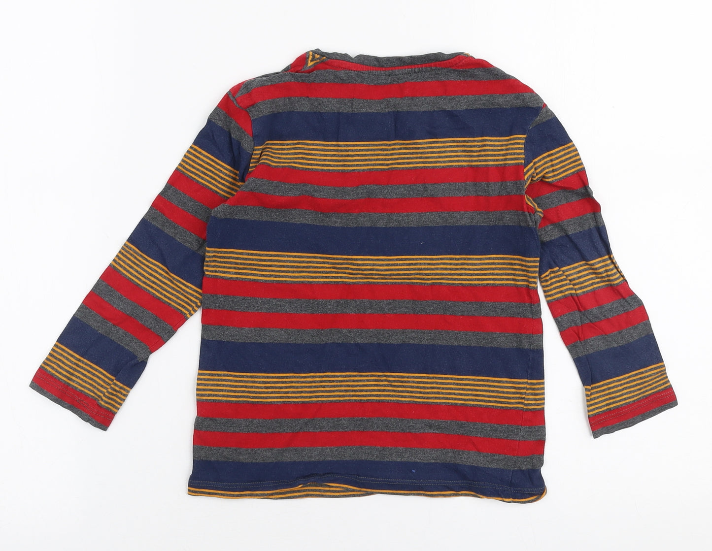 H&M Boys Multicoloured Striped 100% Cotton Jersey T-Shirt Size 5-6 Years Round Neck Pullover