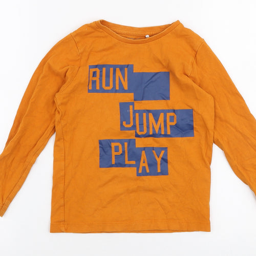 name it Boys Orange  100% Cotton Jersey T-Shirt Size 5 Years Round Neck Pullover - Run jump play