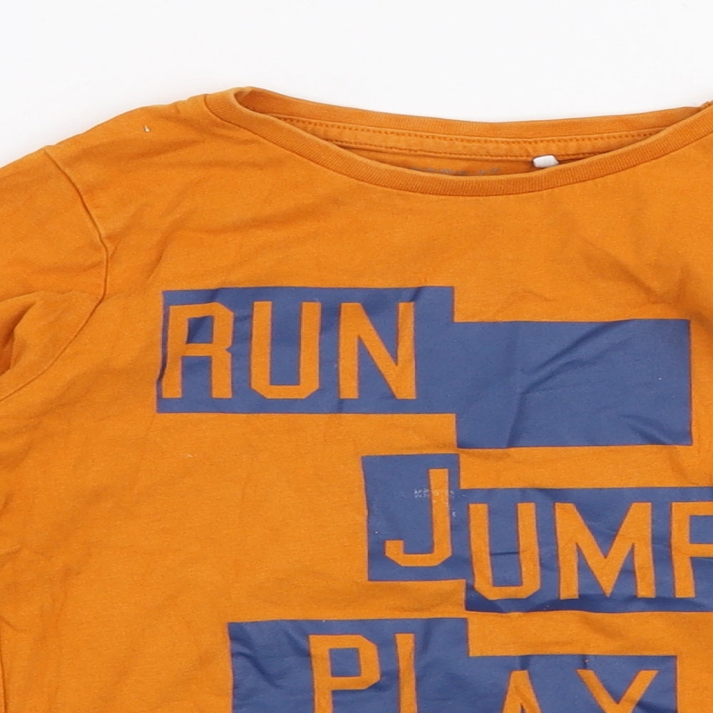name it Boys Orange  100% Cotton Jersey T-Shirt Size 5 Years Round Neck Pullover - Run jump play