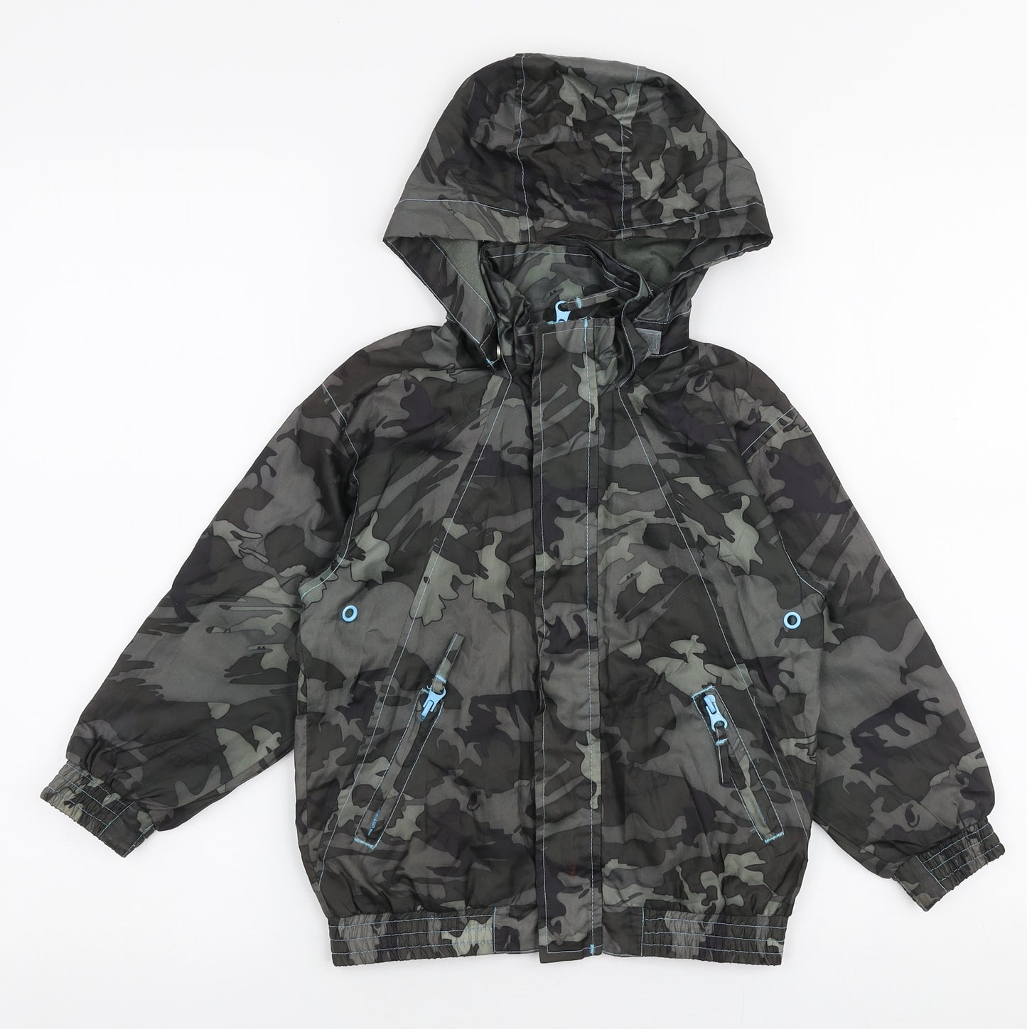 Dunnes Boys Green Camouflage  Rain Coat Jacket Size 5 Years  Zip