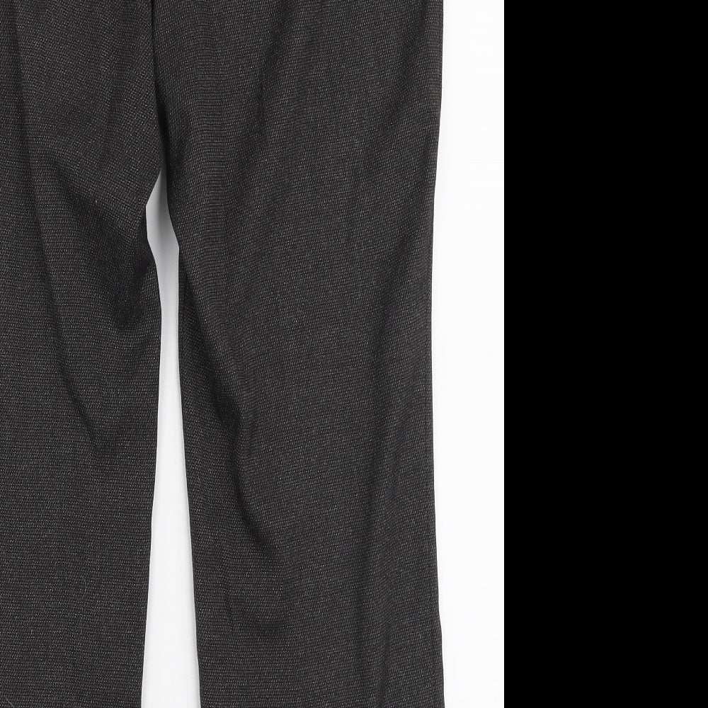 Marks and Spencer Womens Brown  Polyester Trousers  Size 12 L26 in Regular Zip