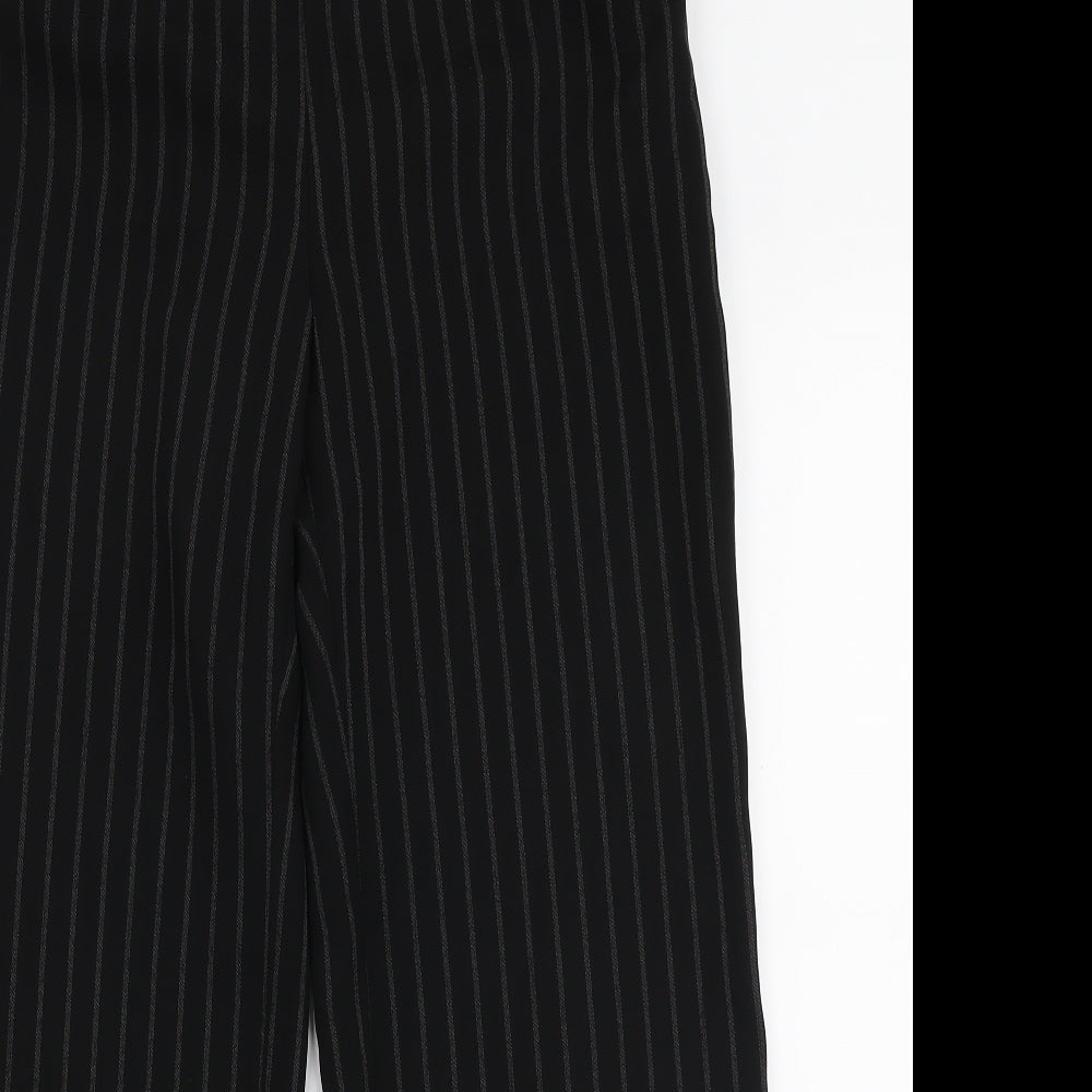 Marks and Spencer Womens Black Striped Polyester Trousers  Size 12 L26 in Regular Zip