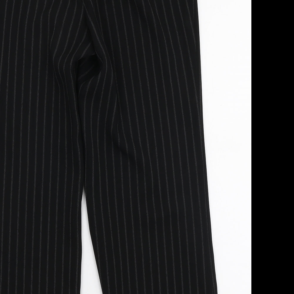 Marks and Spencer Womens Black Striped Polyester Trousers  Size 12 L26 in Regular Zip