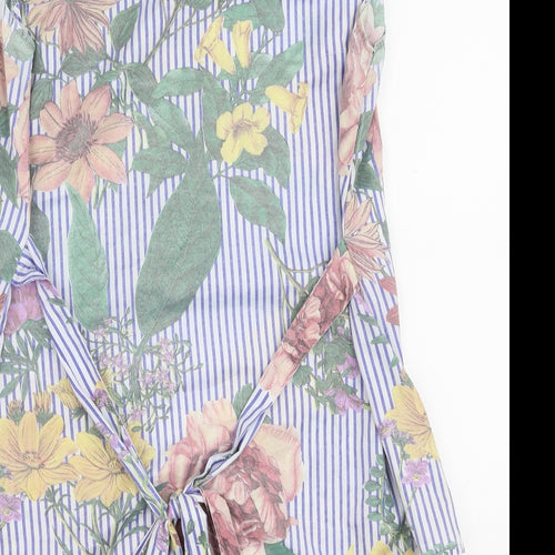 SheIn Womens Multicoloured Striped Polyester Basic Blouse Size M Round Neck