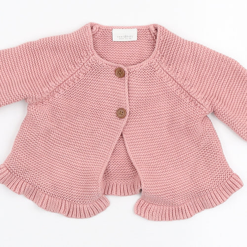 NEXT Girls Pink  100% Cotton Cardigan Jumper Size 6-9 Months  Button