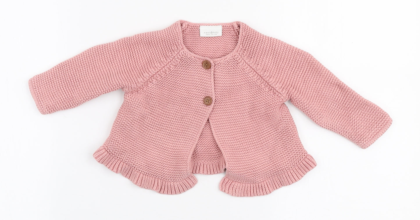 NEXT Girls Pink  100% Cotton Cardigan Jumper Size 6-9 Months  Button
