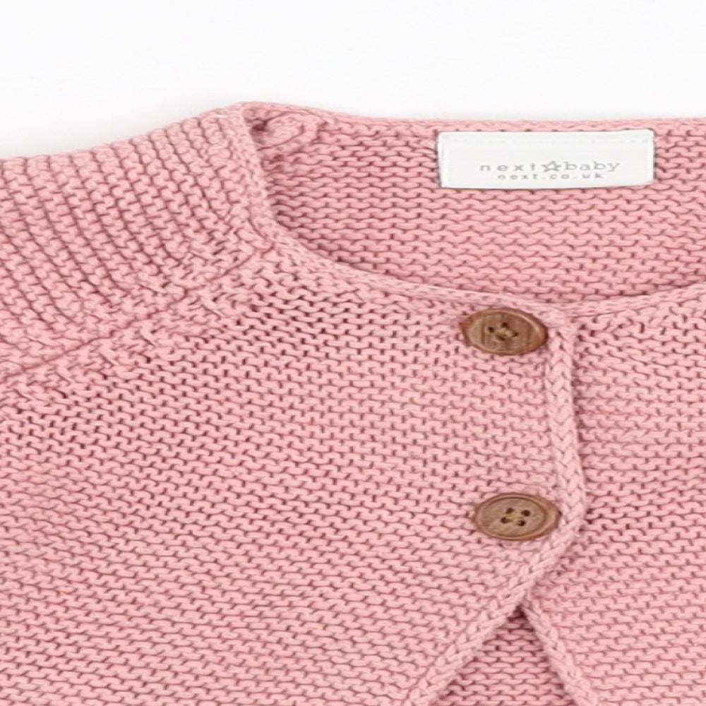 NEXT Girls Pink  100% Cotton Cardigan Jumper Size 6-9 Months  Button
