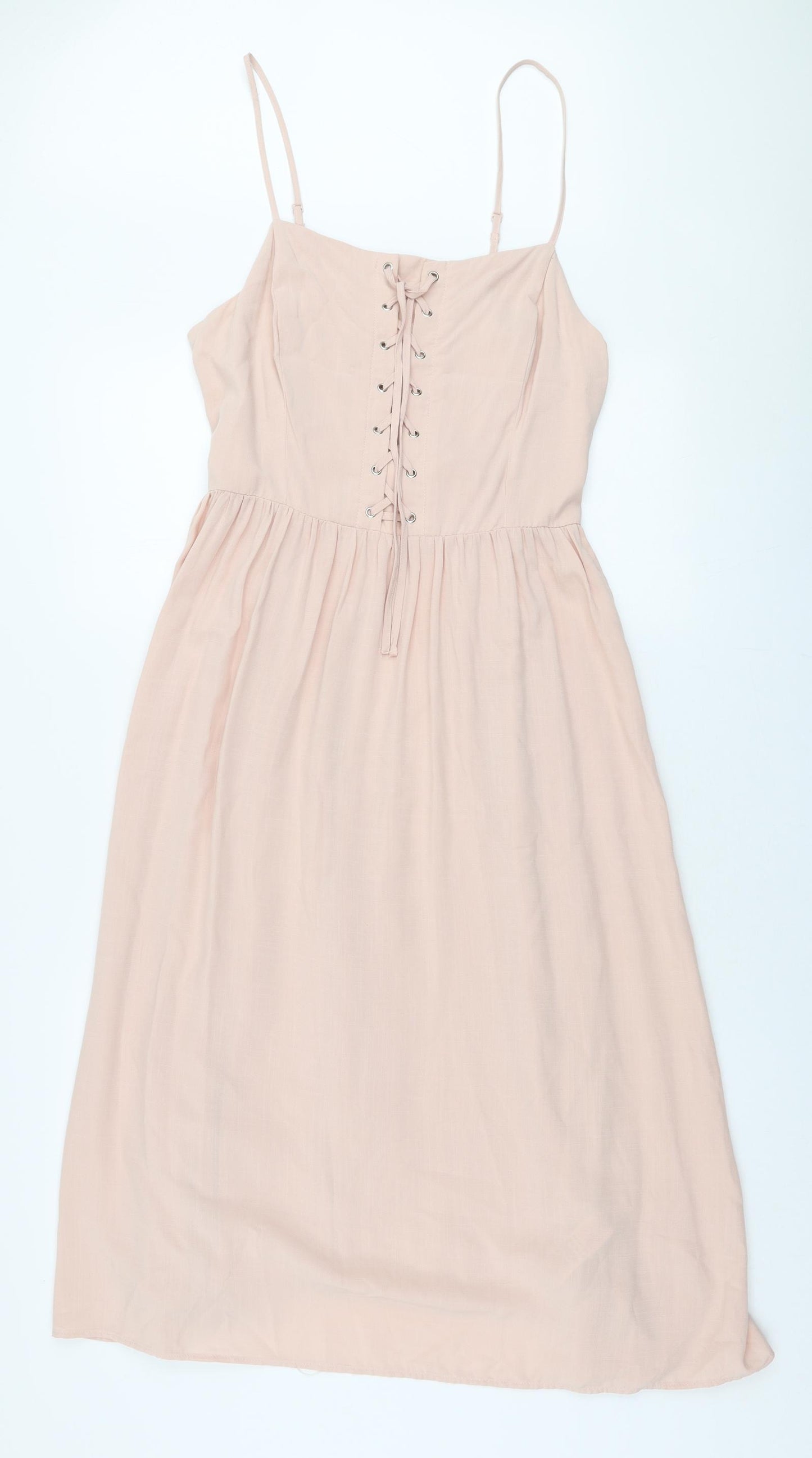 New Look Womens Pink  Viscose Skater Dress  Size 14  High Neck Pullover