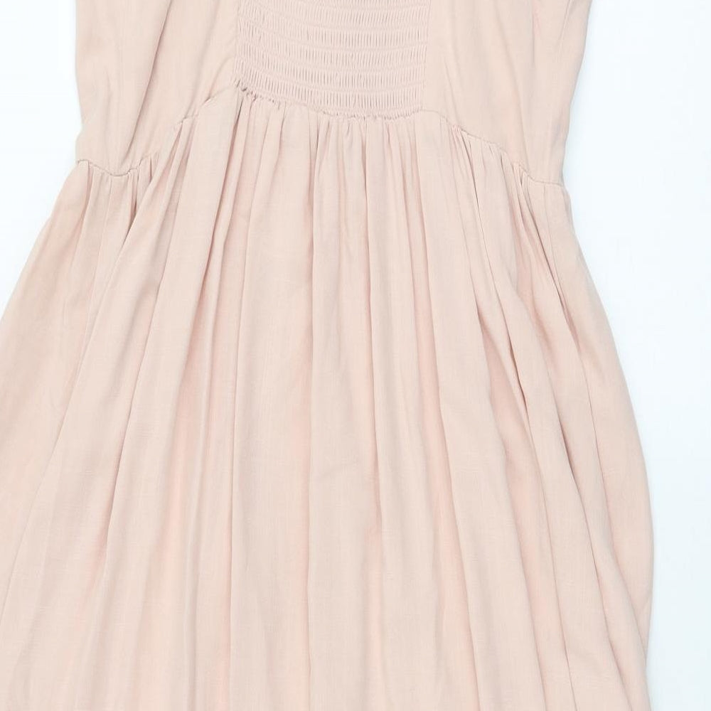 New Look Womens Pink  Viscose Skater Dress  Size 14  High Neck Pullover